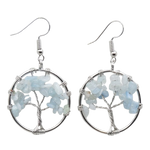 Boucles d'Oreilles Arbre de Vie Aigue-Marine