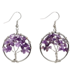 Boucles d'Oreilles Arbre de Vie Améthyste