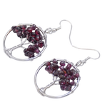 Boucles d'Oreilles Arbre de Vie Grenat