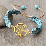 Bracelet Arbre de Vie Perles de Pierre Tressées