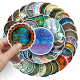 Stickers Arbre de Vie 50 pièces de motif totem littéraire rétro pour ordinateur