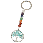 Porte Clé Arbre de Vie 7 Chakras Aigue-marine