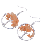 Boucles d'Oreilles Arbre de Vie Aventurine Orange