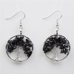 Boucles d'Oreilles Arbre de Vie Agate Noire Image