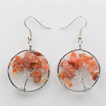 Boucles d'Oreilles Arbre de Vie Agate Rouge Image