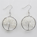 Boucles d'Oreilles Arbre de Vie Crystal Blanc Image