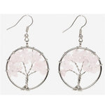 Boucles d'Oreilles Arbre de Vie Crystal Rose Image