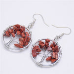 Boucles d'Oreilles Arbre de Vie Jaspe Rouge Image