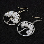 Boucles d'Oreilles Arbre de Vie Pierre Blanche Image