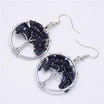 Boucles d'Oreilles Arbre de Vie Pierre de Sable Bleu Image