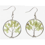 Boucles d'Oreilles Arbre de Vie Pierre Olive Image