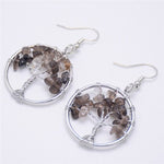 Boucles d'Oreilles Arbre de Vie Quartz fumé Image