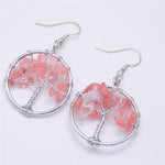 Boucles d'Oreilles Arbre de Vie Tourmaline Melon d'Eau Image