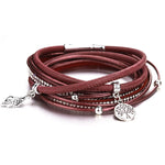 Bracelet Arbre de Vie Cuir - Rouge Vin Image