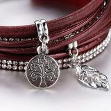 Bracelet Arbre de Vie Cuir - Rouge Vin Image