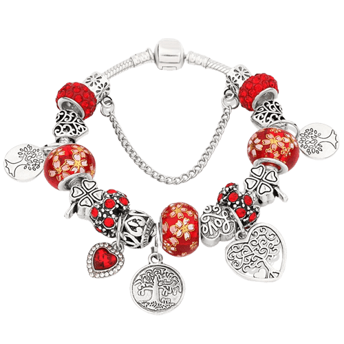 Bracelet Arbre de Vie Fantaisie - Rouge Espoir Image