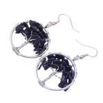 Boucles d'Oreilles Arbre de Vie Pierre de Sable Bleu