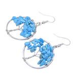 Boucles d'Oreilles Arbre de Vie Bleu Turquoise