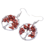 Boucles d'Oreilles Arbre de Vie Jaspe Rouge
