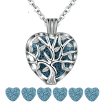 Collier Arbre de Vie Cœur Bleu Clair Image