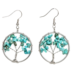 Boucles d'Oreilles Arbre de Vie Turquoise