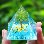 Orgonite Pyramide Arbre de Vie Aigue-marine "Oasis Céleste" Image