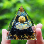 Orgonite Pyramide Œil de Tigre Obsidienne "Vigilance Mystique" Image