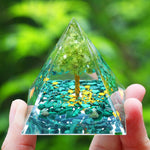 Orgonite Pyramide Péridot Arbre de Vie "Éveil Terrestre" Image